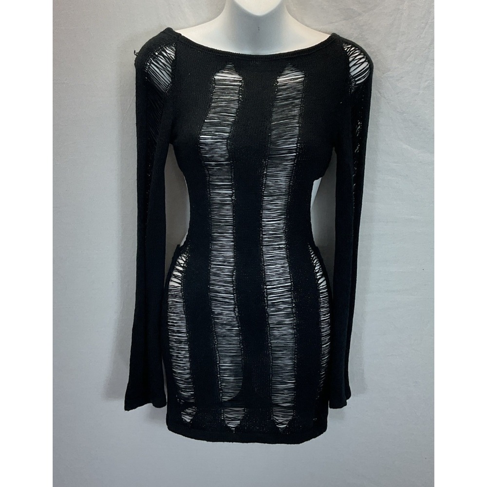 NEW Jaded London Black Crochet Sheer mini cut out dress Grunge Punk SZ XS